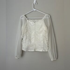 Art‎ class Elegant Cream Sheer Women's Top